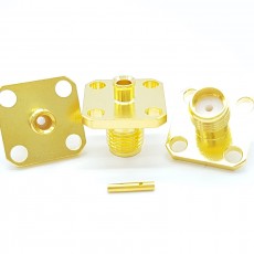 SMA Female 4Hole 50 Ohm UT-085 Soldering Connector(Gold)